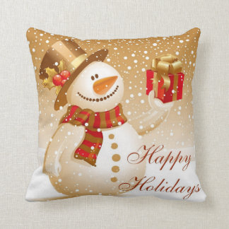 Coussin Beau bonhomme de neige de Noël Gold