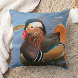 Coussin Beau canard Mandarin dans l'étang