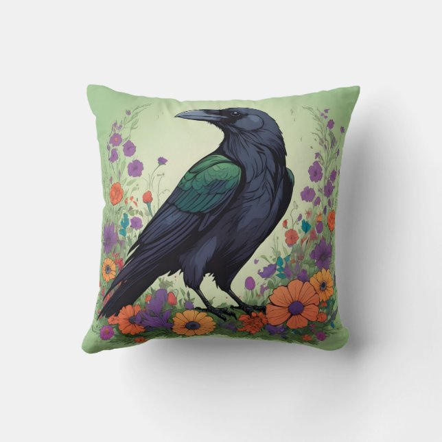 Coussin Beau Corbeau Noir (Verso)