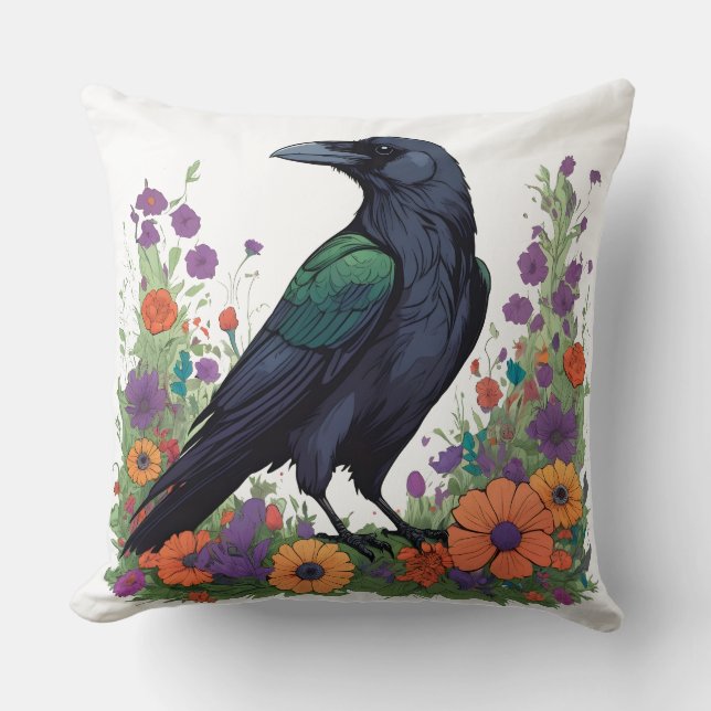 Coussin Beau corbeau noir (Recto)