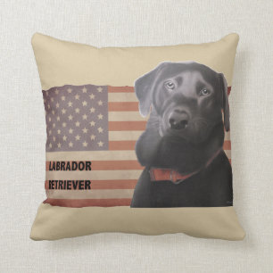 Coussin Beau drapeau américain de labrador retriever