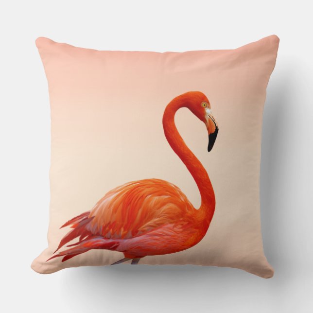 Coussin Beau Flamant rose rose sur corail clair (Recto)