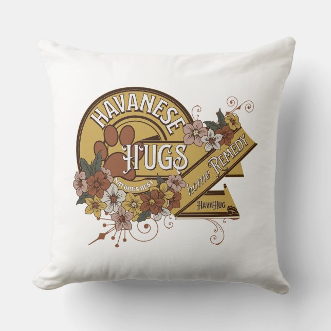 Coussin Beau, Floral, Cadeau pour Amoureux des chiens Hava (Recto)
