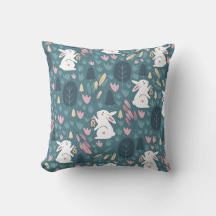 Coussin Beau lapin : vintage imprimé sans couture.