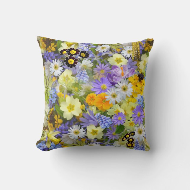 Coussin Beau lit de fleurs coloré (Recto)