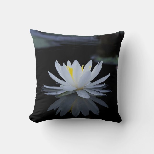 Coussin Beau Lotus Blanc, Paysage (Recto)