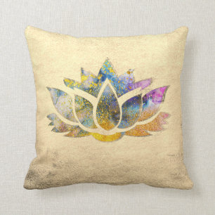 Coussin Beau Lotus Coloré de Couleur Or, Zen