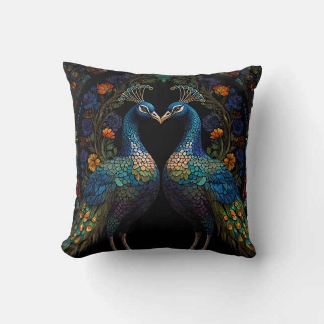 Coussin Beau Majestic Peacock Couple (Recto)