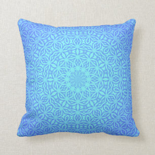 Coussin Beau motif de kaléidoscope de bleus