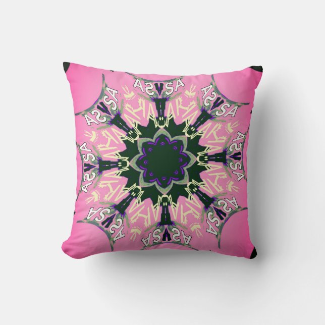 Coussin Beau motif de teinte violet rose bébé monogramme (Recto)