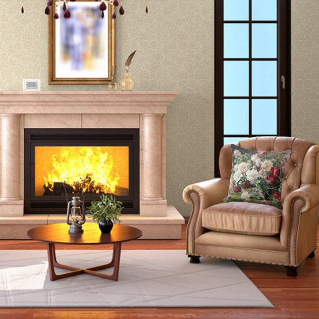 Coussin Beau motif floral avec Roses et Foliage (Créateur téléchargé)