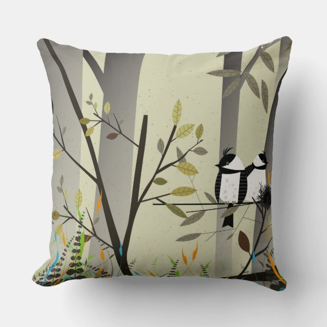 Coussin Beau Oiseau Couple Jeu Oiseau (Recto)