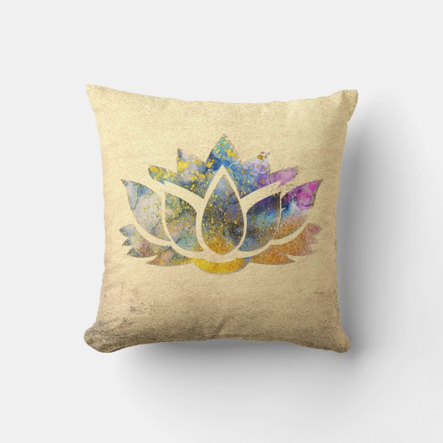 Coussin Beau or couleur or Lotus, Zen (Recto)