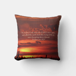 Coussin Beau Orange Sunrise Art avec Verse Bible