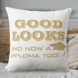 Coussin Beau Regard et Maintenant un Diplôme Aussi Drôle R