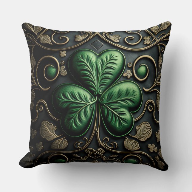 COUSSIN BEAU SHAMROCKS IRLANDAIS VERT INTRICATIF (Recto)