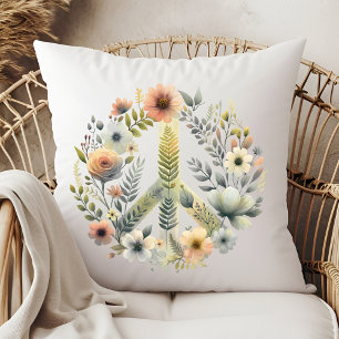 Coussin Beau signe de paix les années 70 rétro Floral