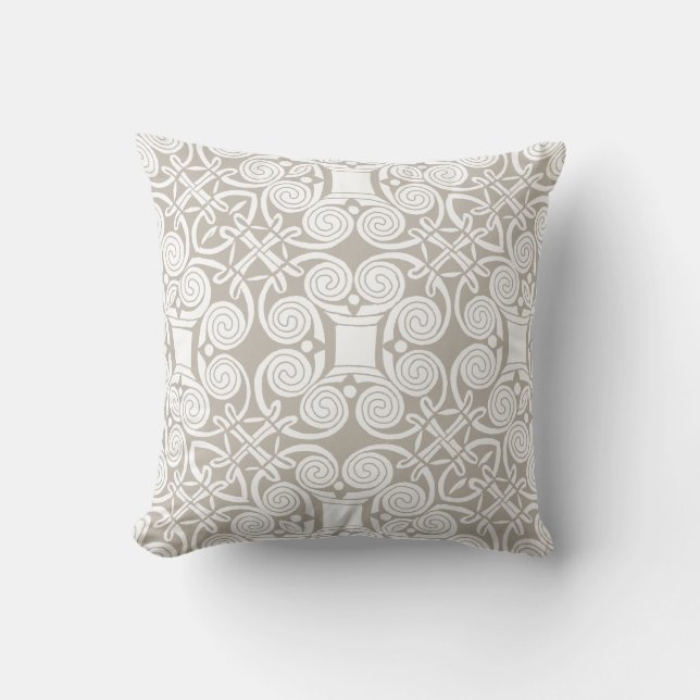 Coussin Beau Tan et carreau celtique blanc de conception (Recto)