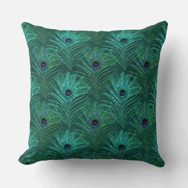 Coussin Beau vert Peacock Texture Parties scintillant Cous (Recto)