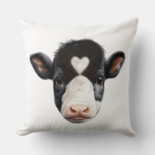 Coussin Beau visage de vache noir et blanc (Recto)