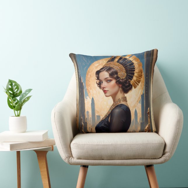 Coussin Beauté Art Déco par un disque d'or de Xzendor7 (Chaise)