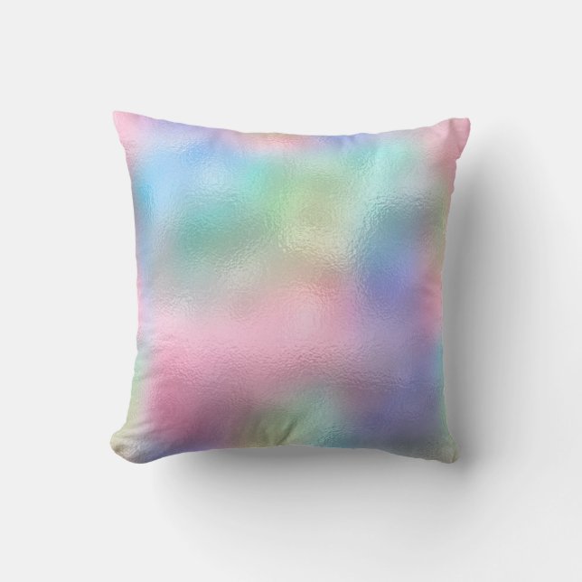 Coussin Beauté Rose Bleu Vert Pastel Ombre Verre Molten (Recto)
