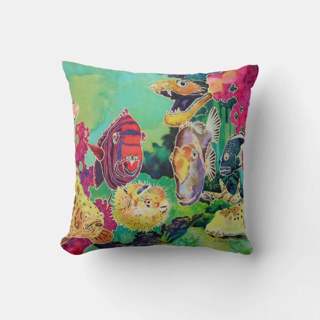 Coussin Beautés de la mer profonde Poisson tropical (Recto)