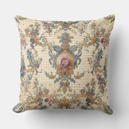 Coussin Beautiful, Blue Beigi Gold Ornament Flowers