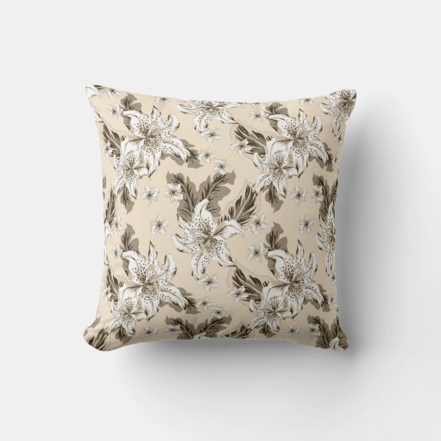Coussin Beautiful light brown flower pattern (Recto)