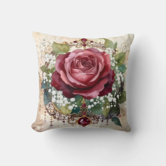 Coussin Beautiful Nostalgic Romantic Red Rose Victorian
