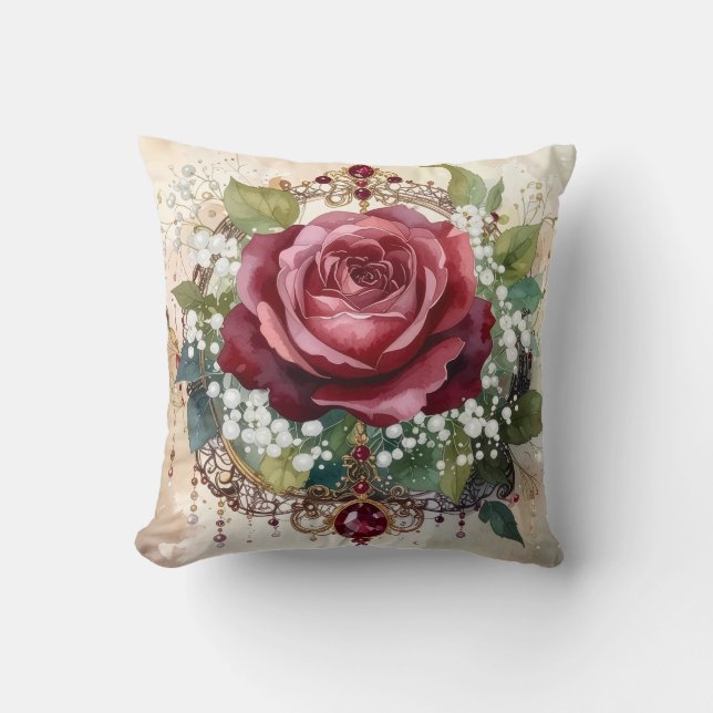 Coussin Beautiful Nostalgic Romantic Red Rose Victorian (Recto)