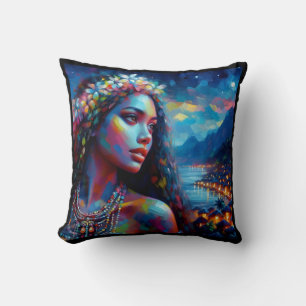 Coussin beautiful oil painting tahitian