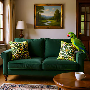 Coussin 💚 Beautiful olive et Yellow Azulejos