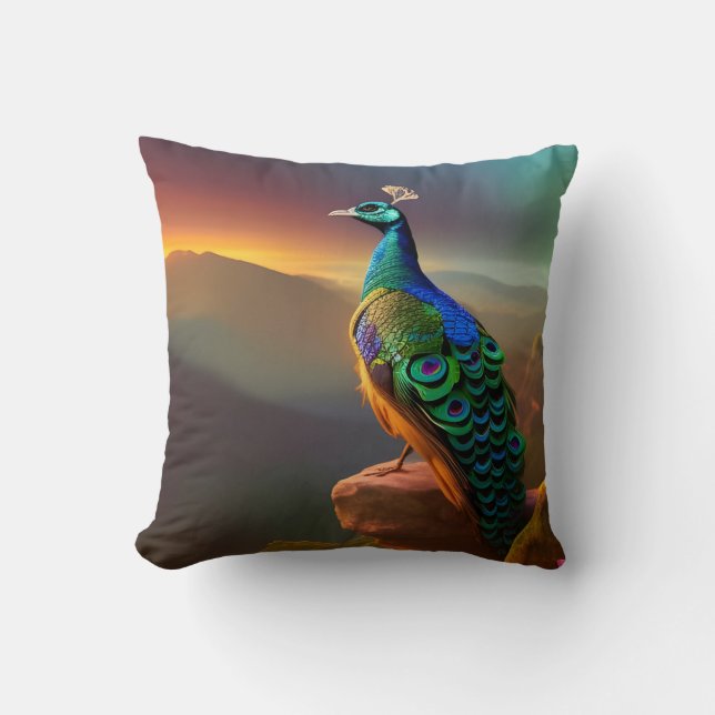 Coussin Beautiful Peacock accueille la Journée (Recto)