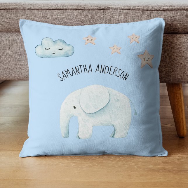 Coussin Beauty Pastel Blue Elephant et Stars Kid (Créateur téléchargé)