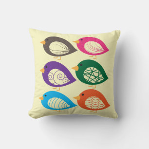 Coussin Beaux oiseaux excentriques et colorés