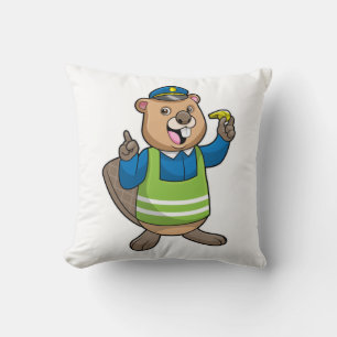 Coussin Beaver en tant qu'agent de police avec sifflet