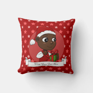 Coussin Bébé afro-américain mignon avec un casquette de No