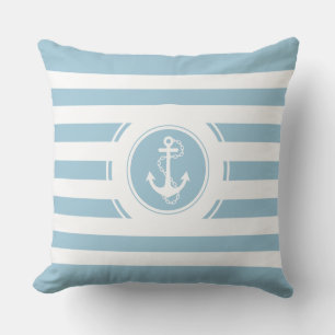 Coussin Bébé Bleu & Blancs Ancre nautique