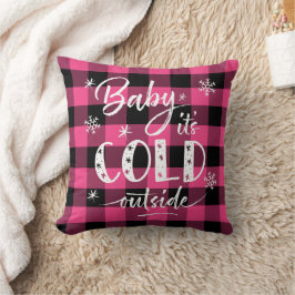 Coussin Bébé C'est froid dehors Pink Buffalo Plaid