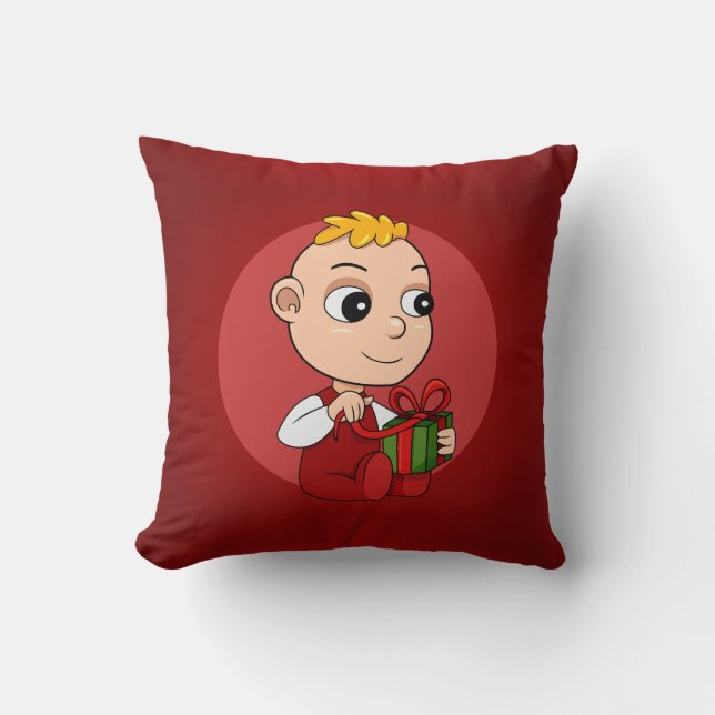 Coussin Bébé de Noël mignon avec cheveux blonds dessin ani (Recto)