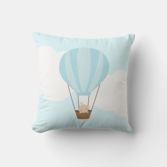 Coussin Bébé en ballon à air chaud {blue} (Recto)