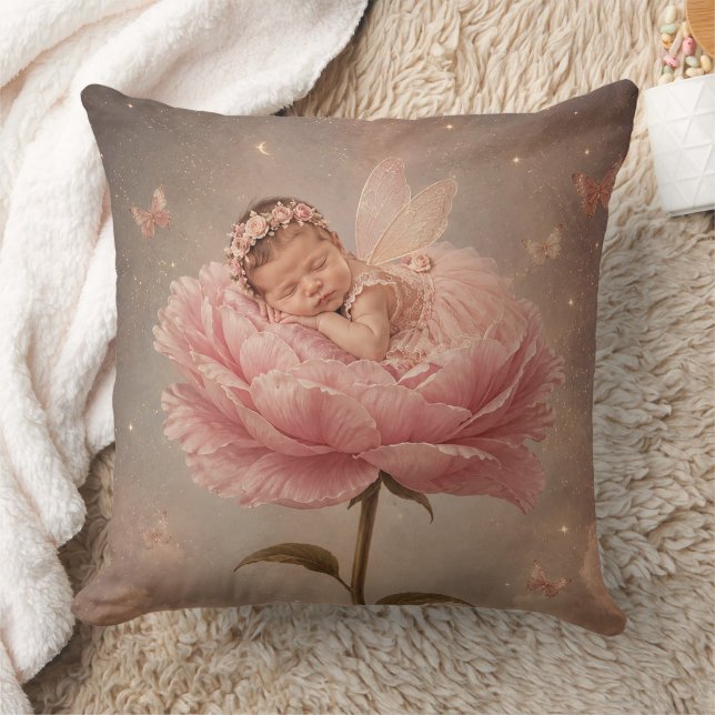 Coussin Bébé endormi fleur rose (Couverture)