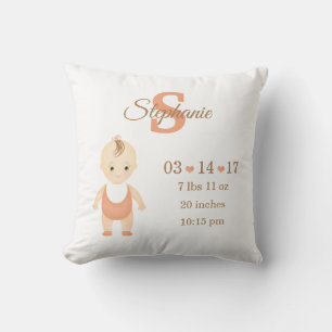 Coussin Bébé fille Faire-part de naissance
