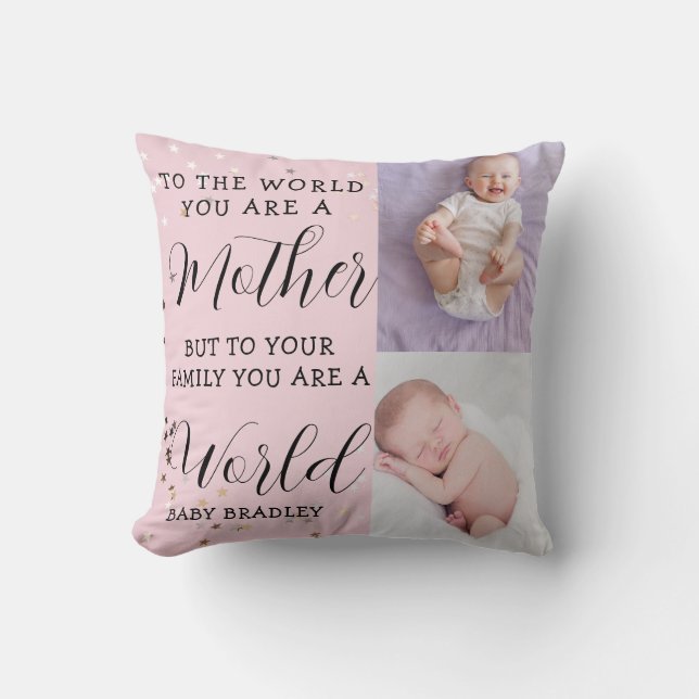 Coussin Bébé fille Première année Photo Collage Keepsaké r (Recto)