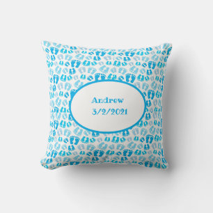Coussin Bébé Garçon Bleu Personnalisé Baby Shower Nursery