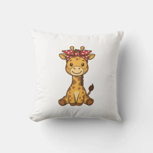 Coussin Bébé girafe mignon avec noeud papillon design vect