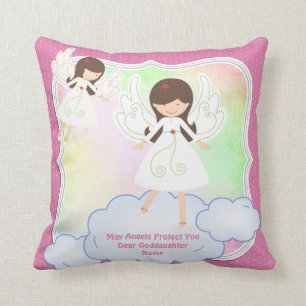 Coussin Bébé Godgirl Cadeau Baptême Communion Angel rose