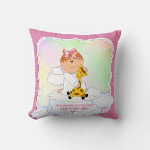 Coussin Bébé Godgirl Cadeau Baptême Communion Angel rose