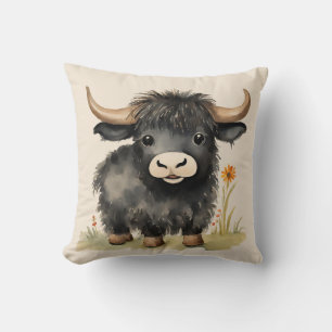 Coussin Bébé Highland Cow Neutral